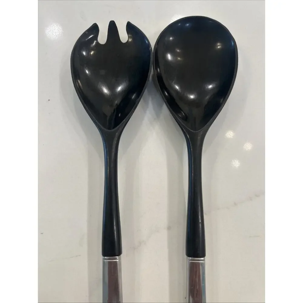 Vtg‎ MCM Salad Utensils Catalina Pattern Decorators Stainless 1960s Spoon Fork
